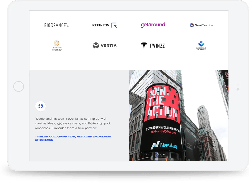 Website designed with strong calls to action