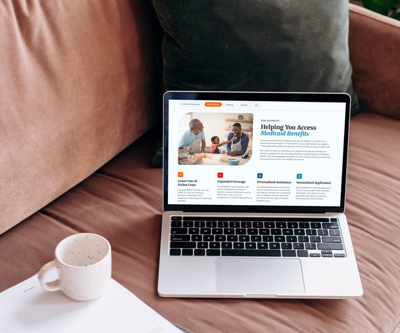 BeneLynk website, How We Help page, on a laptop