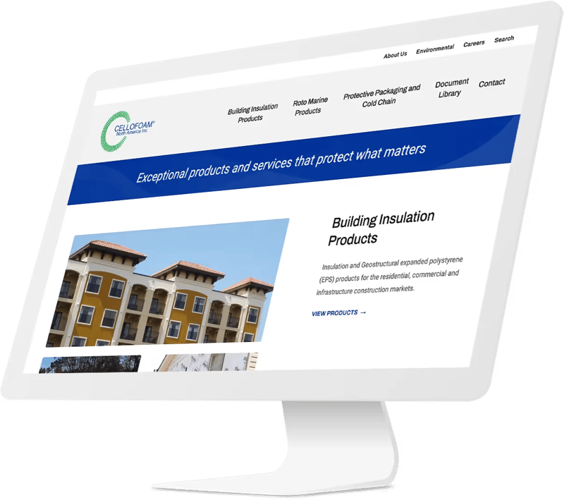 Cellofoam's website homepage