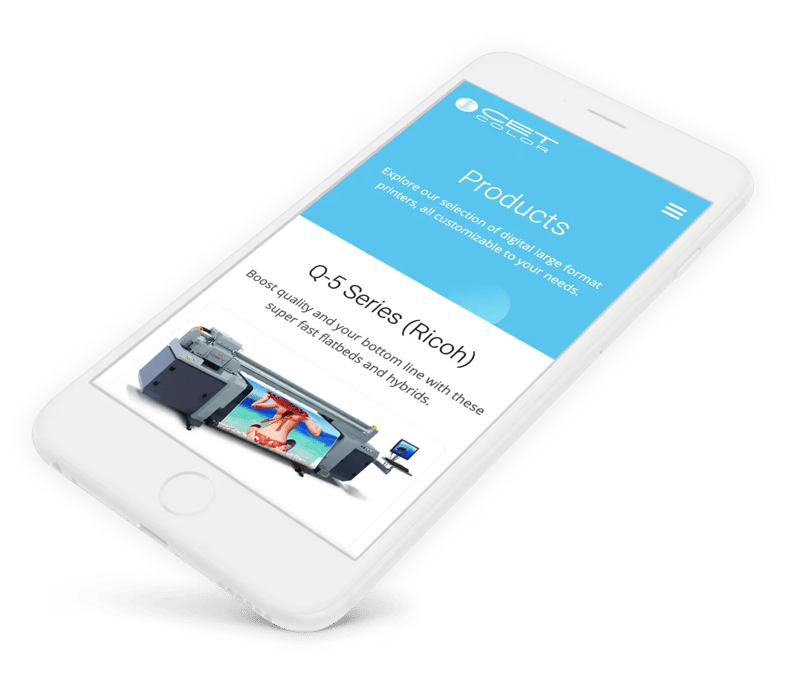 CET Color mobile website on an iPhone