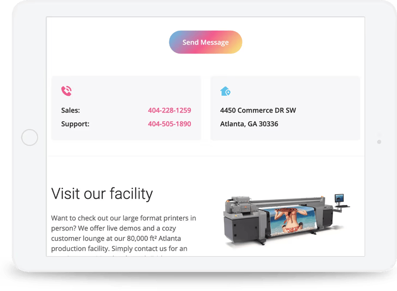 Lead generating website on a tablet