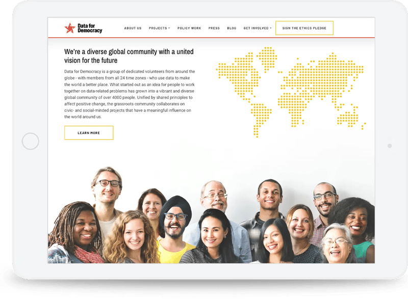 Responsive website on a tablet