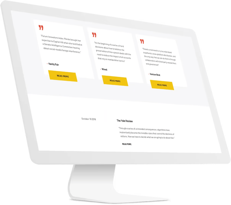Website on a large desktop computer