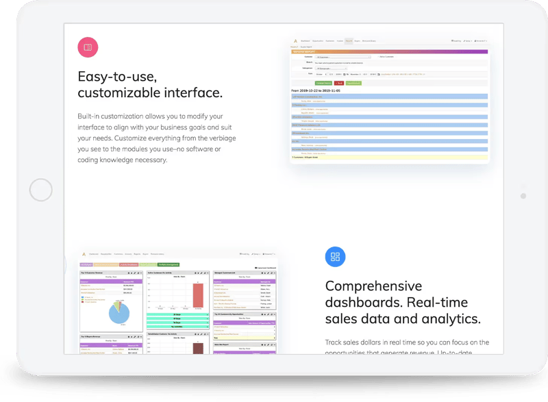A clean, minimalistic website design on an Ipad