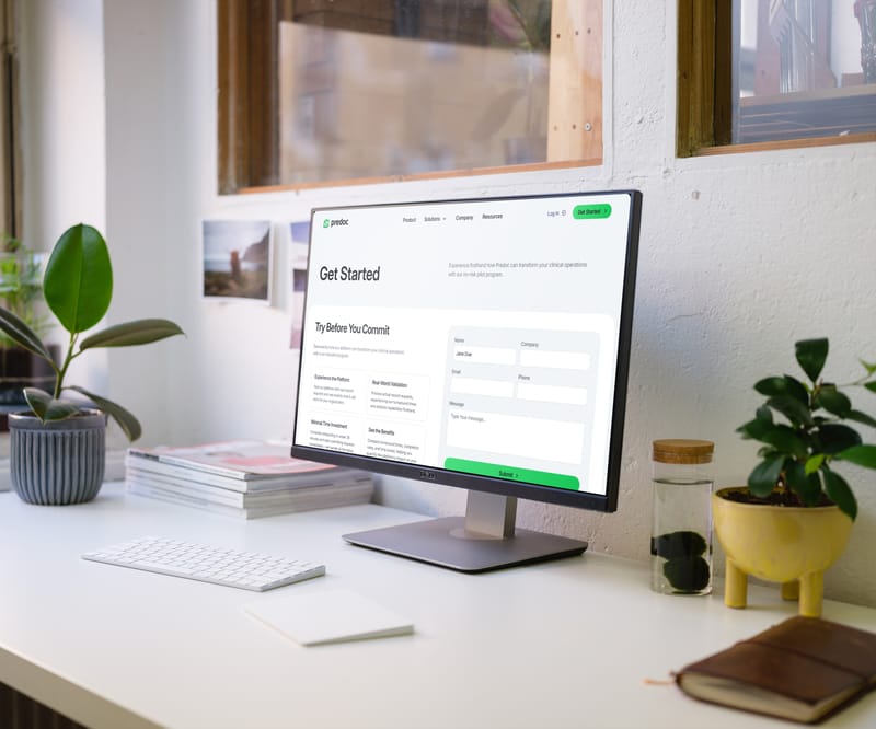 Predoc website, Get Started page, on a desktop monitor
