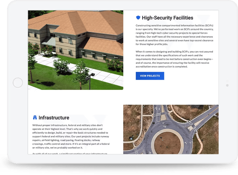 Construction company website development