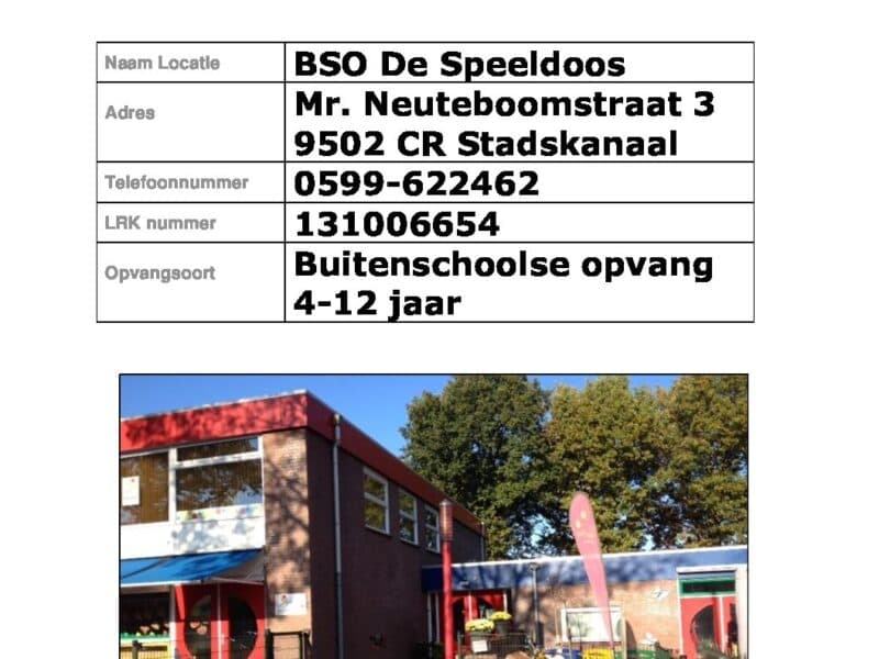 BSO Stadskanaal De Speeldoos - After-school care in Stadskanaal
