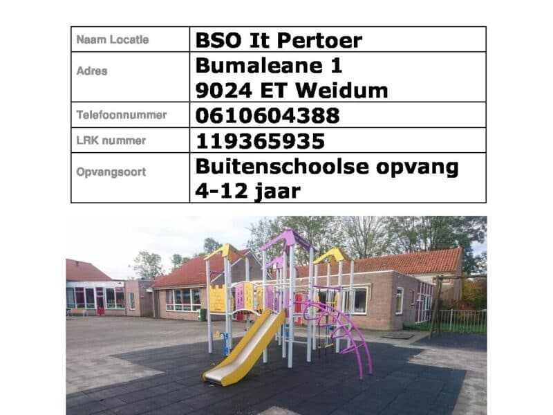 BSO Weidum It Pertoer - Buitenschoolse opvang in Weidum