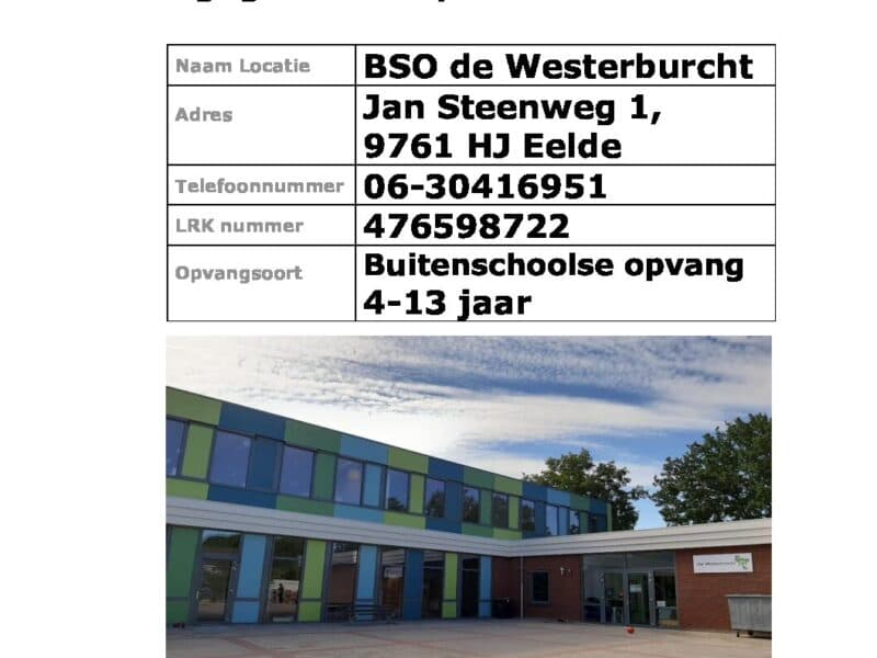 BSO Eelde IKC De Westerburcht - After-school care in Eelde