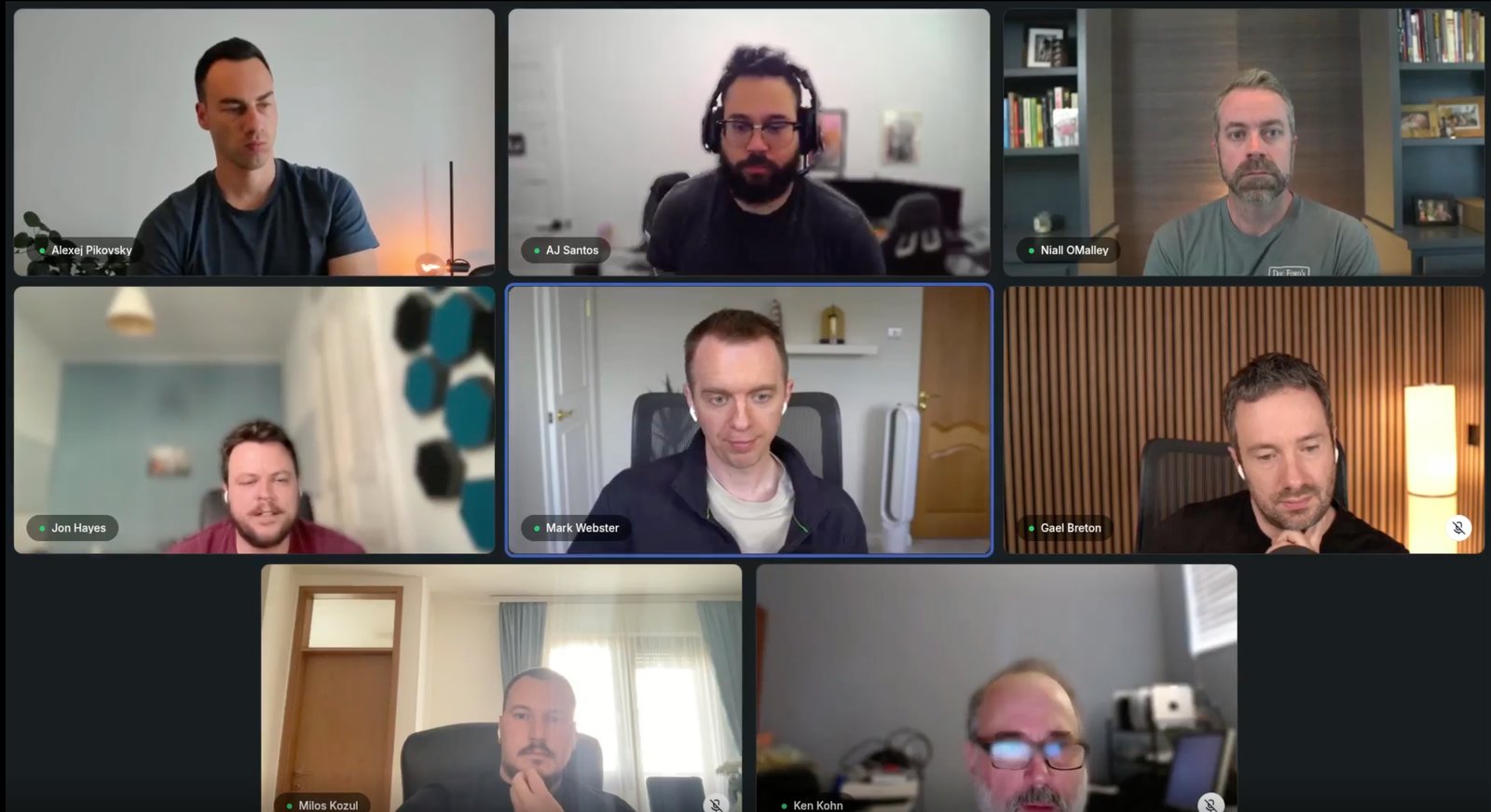 A Plus mastermind call in progress, with Gael, Mark, and members on webcam