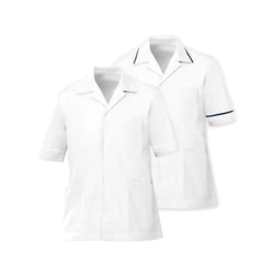 Zorgtuniek - Unisex Korte Mouw - Wit Ritssluiting