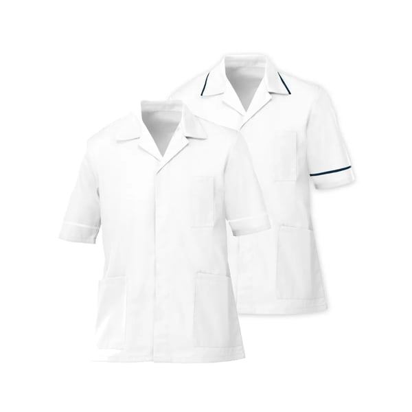 Zorgtuniek - Unisex Korte Mouw - Wit Ritssluiting