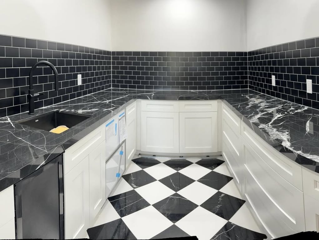 Tile work done on kitchen backsplash