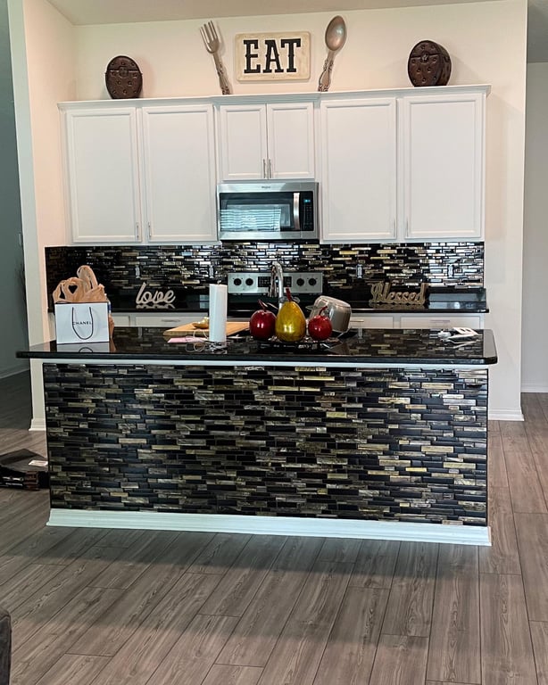Tile work done on kitchen backsplash