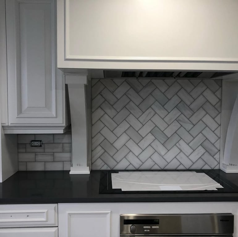 Tile work done on kitchen backsplash