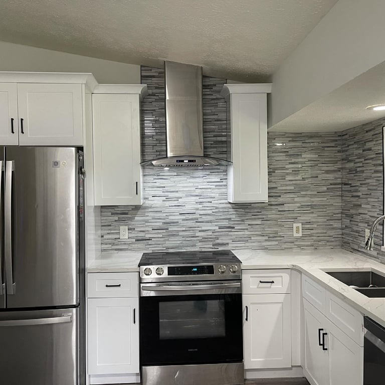 Tile work done on kitchen wall