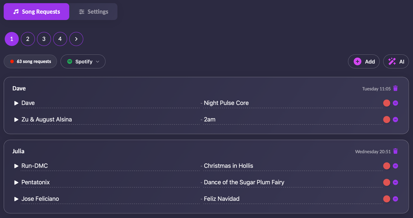 Start taking song requests before your event date and pre-select them.