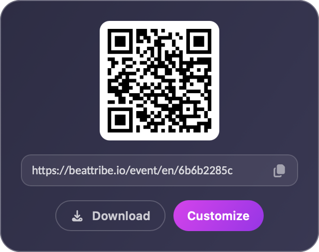 Copy your event link or download the QR code straight from the Overview.