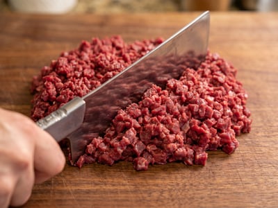 Tartare coupé au couteau