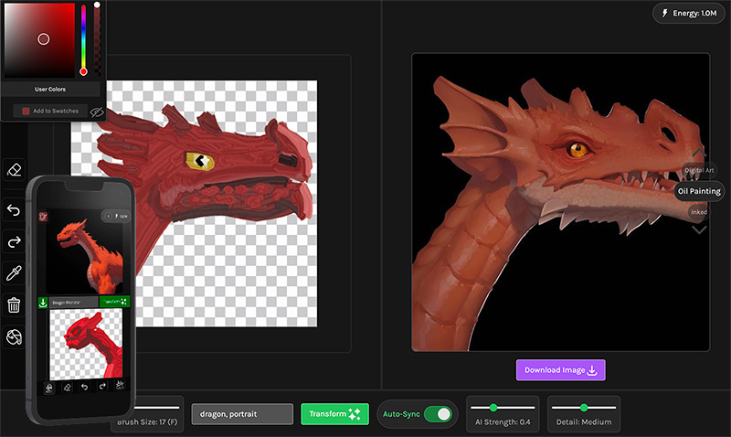 Upscaled AI result of painting