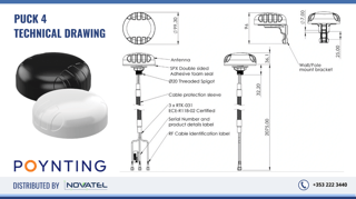 Reference Image: Poynting PUCK-4 Technical Drawing - InVehicle Cellular Antenna