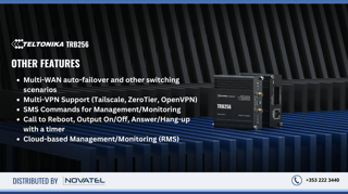 Quick Features: Features of the Teltonika TRB256 Cellular Gateway for NB-IoT, 4G LTE