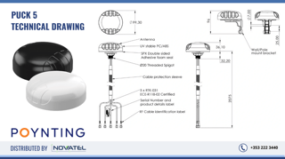 Reference Image: Poynting PUCK-5 Technical Drawing - InVehicle Cellular Antenna