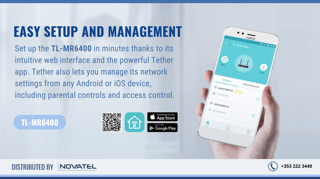 Easy Setup and Management - Set up the TL-MR6400 in minutes thanks to its intuitive web interface and the powrful Tether app. Tether also lets you manage its network settings from any Android or iOS device, including parental controls and access control