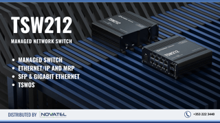 Main Features of the TSW212; SFP and Gigabit Ethernet Ports, Profinet Protocols, TSWOS Powered, and it's a Managed One.