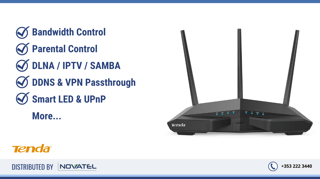 Quick Features: Bandwidth Control, Parental Control, DLNA / IPTV / SAMBA, DDNS & VPN Passthrough, Smart LED & UPnP, More...