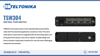 Teltonika TSW304 Industrial 4-port Switch with Built-in DIN Rail 