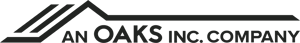 Black logo with three diagonal lines forming a stylized roof above the text AN OAKS INC. COMPANY in bold, uppercase letters—ideal for a kitchen remodel brand.