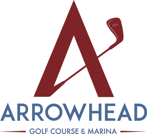 Black and gray logo for Arrowhead Golf Course Marina