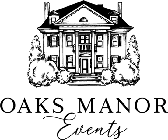 Oaks Manor Events logo featuring a house