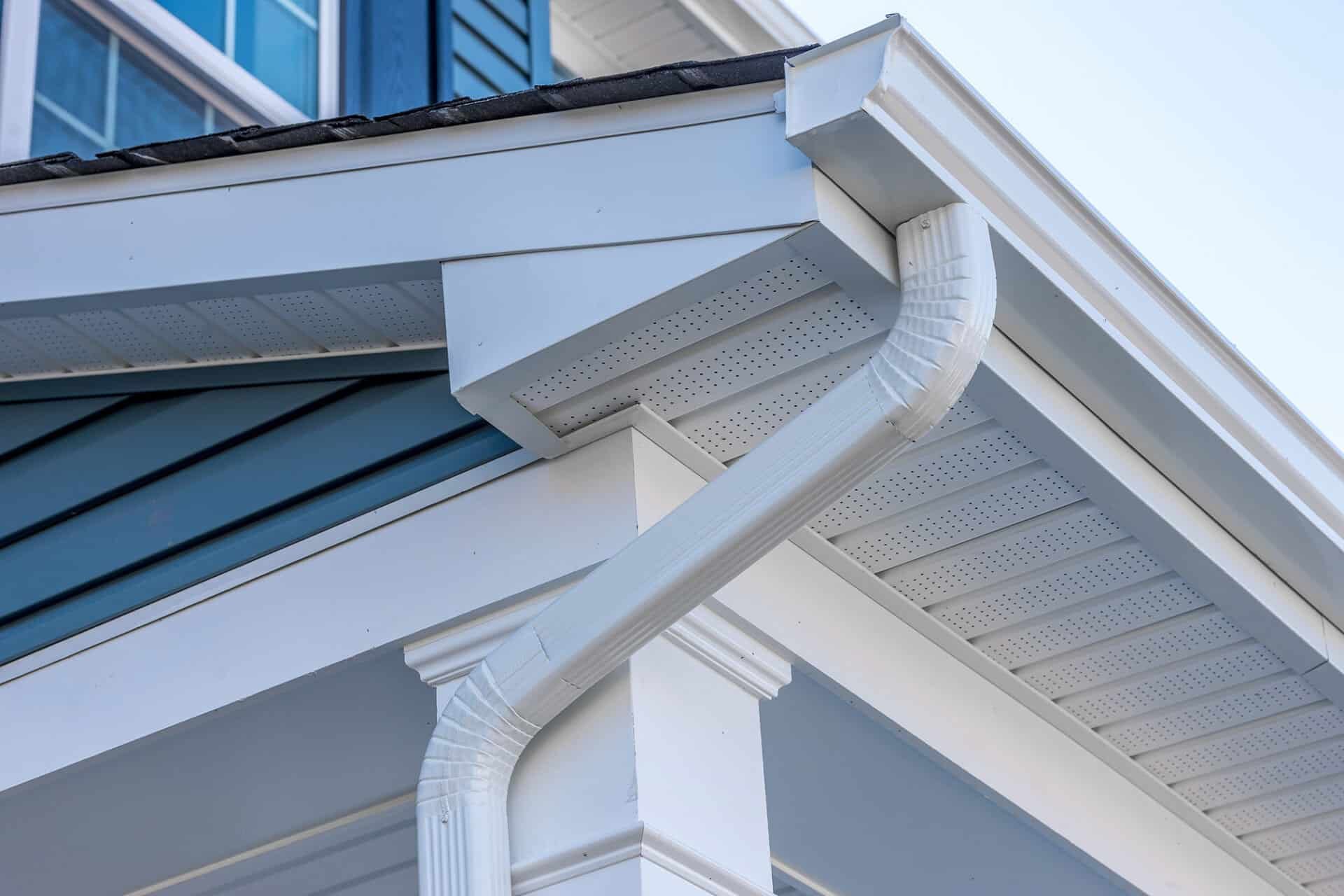 White house eaves and gutters