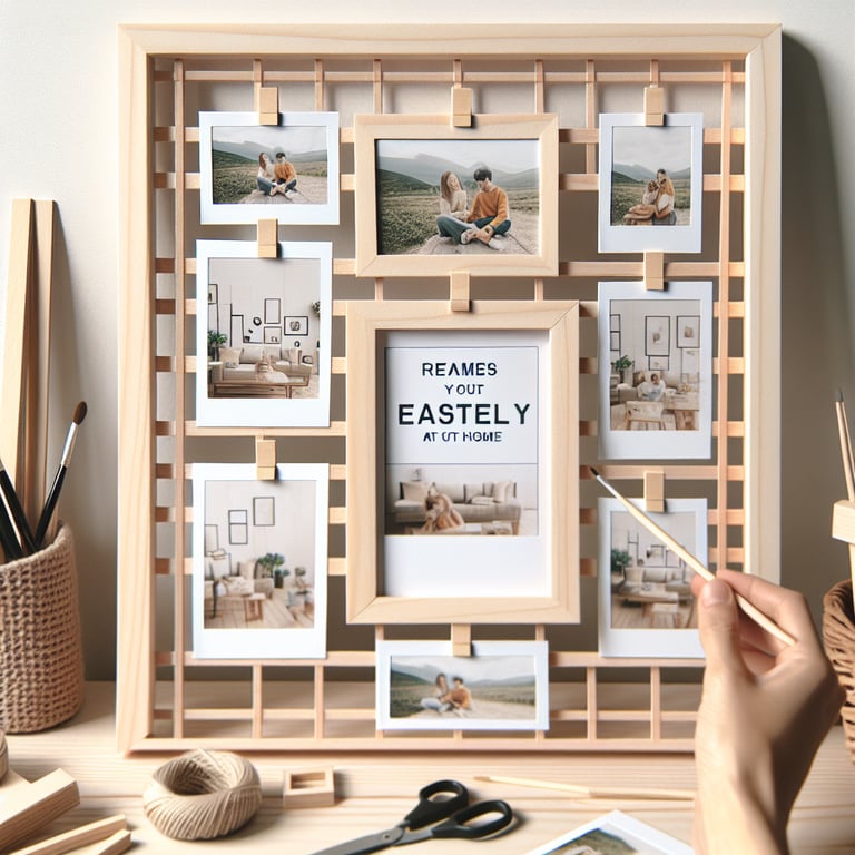 a realistic product photo of a frame that i can make at home for holding multiple polaroid photos