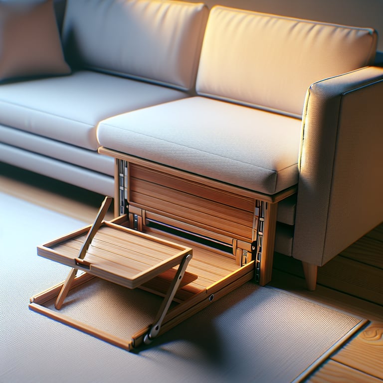 compact couch with a folding tray