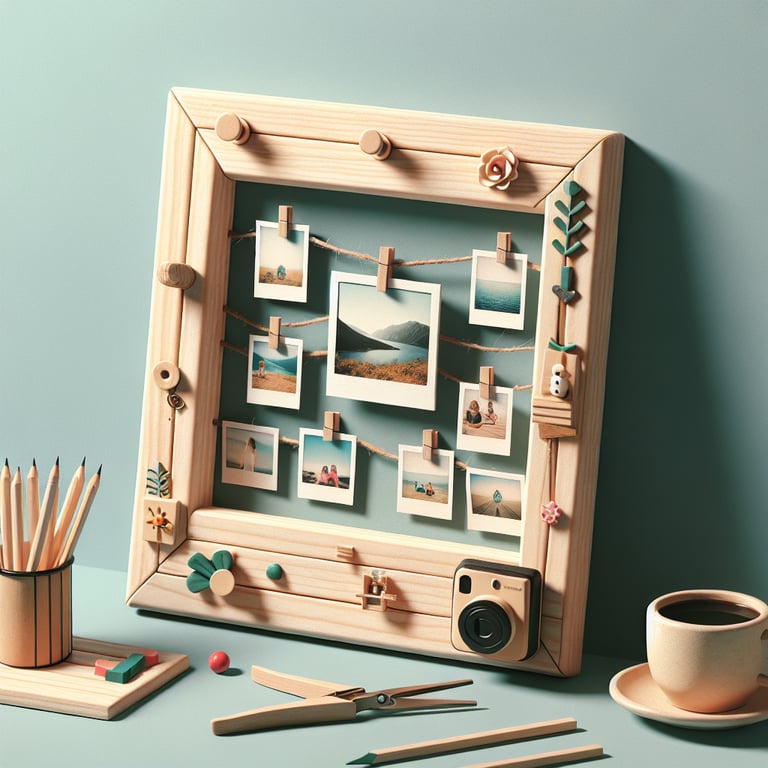 a realistic product photo of a frame that i can make at home for holding multiple polaroid photos