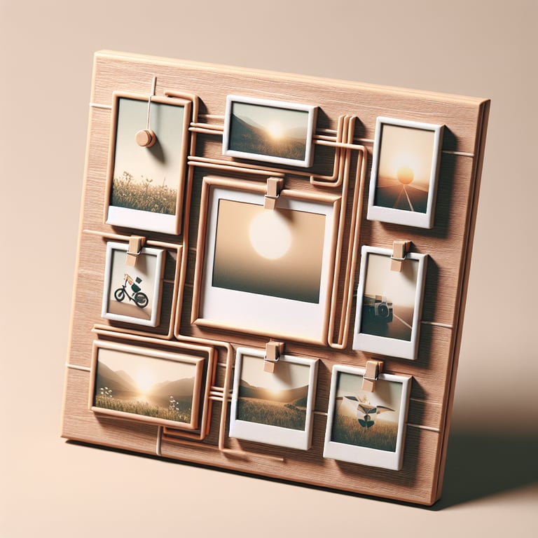 a realistic product photo of a frame that i can make at home for holding multiple polaroid photos