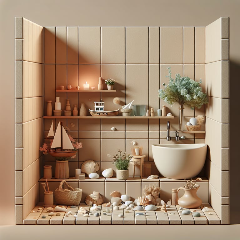 bathroom with an almond bottom and a display base