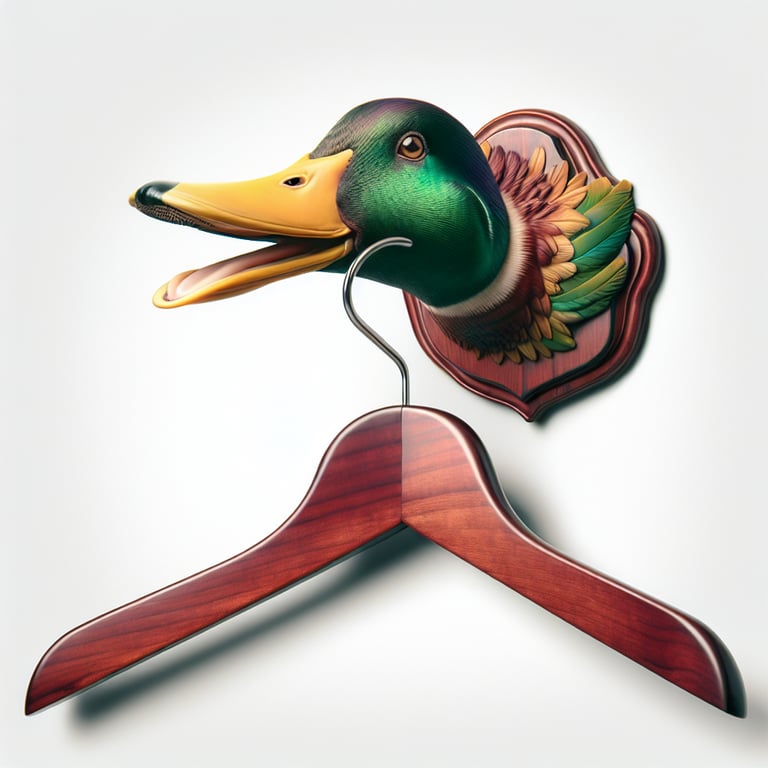 coathanger with a large mounted duck head at the top