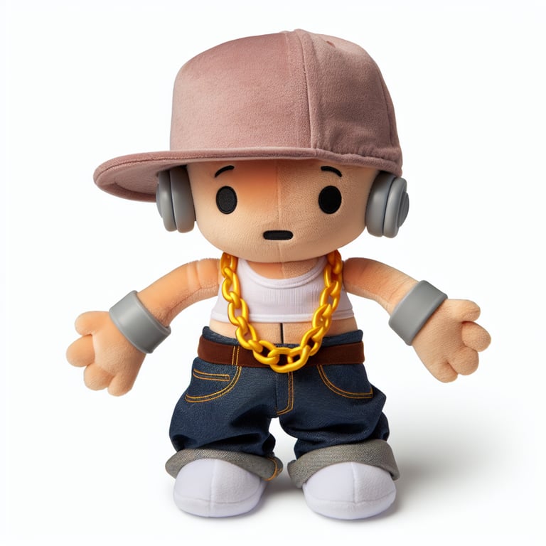 plushy depicting a rapper. The plushy is animated - it can move its arms and turn its head, and squeezing it produces rapping vocals