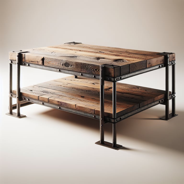 Product photos of a beautiful industrial designed coffee table