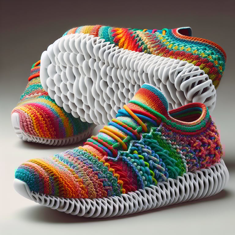 I'd like to get a pair of multicolored knitted shoes with foam soles