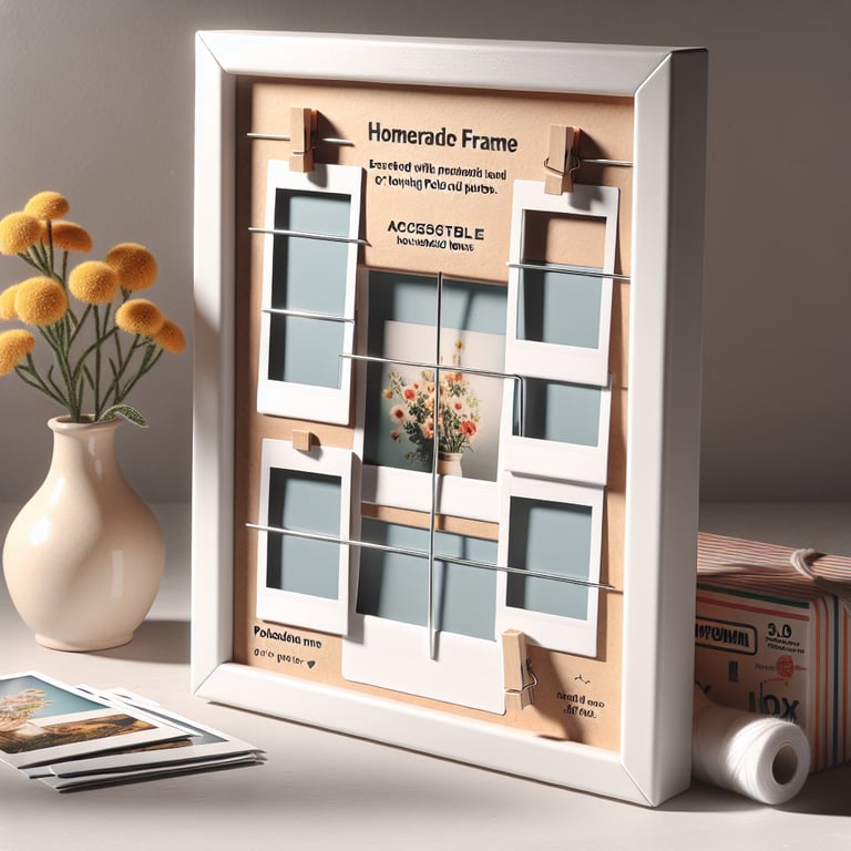 a realistic product photo of a frame that i can make at home for holding multiple polaroid photos
