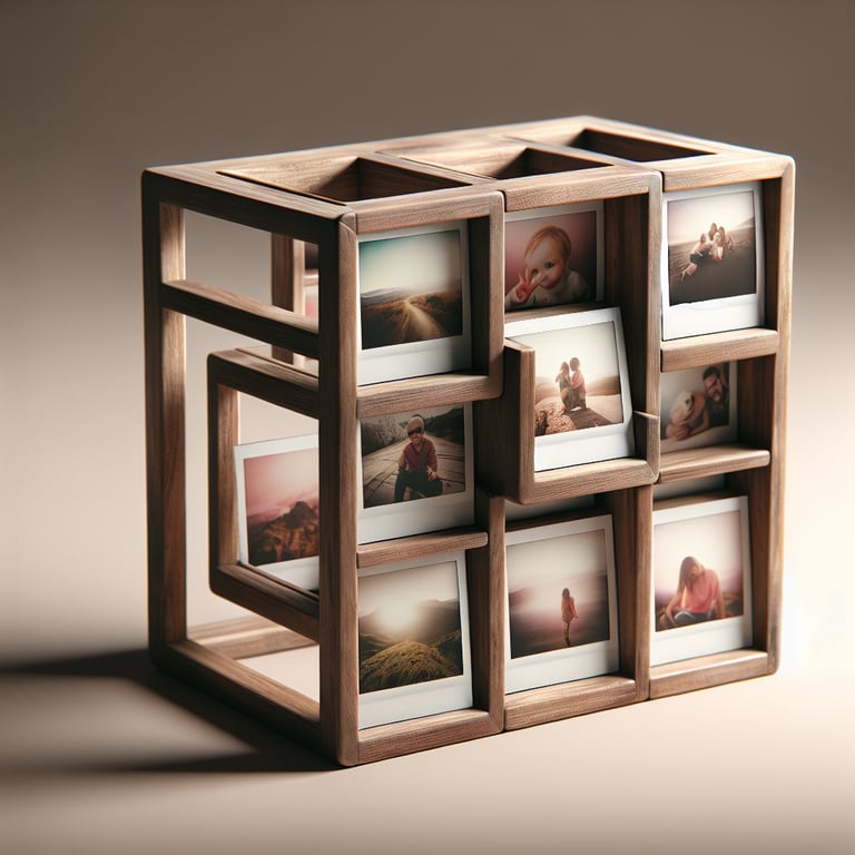 a realistic product photo of a frame that i can make at home for holding multiple polaroid photos