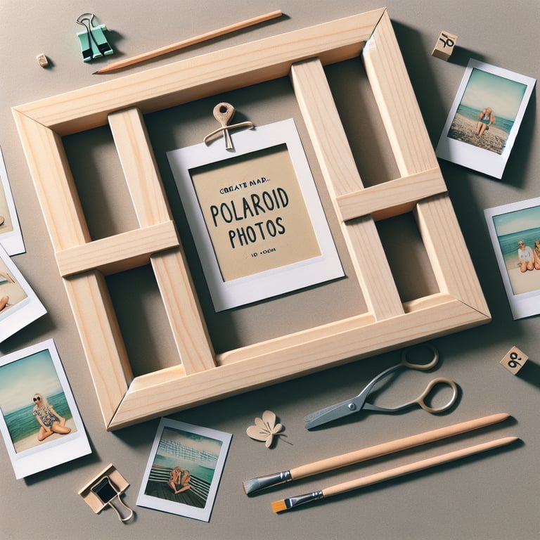a realistic product photo of a frame that i can make at home for holding multiple polaroid photos