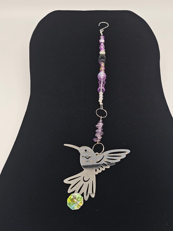 Purple Hummingbird Suncatcher