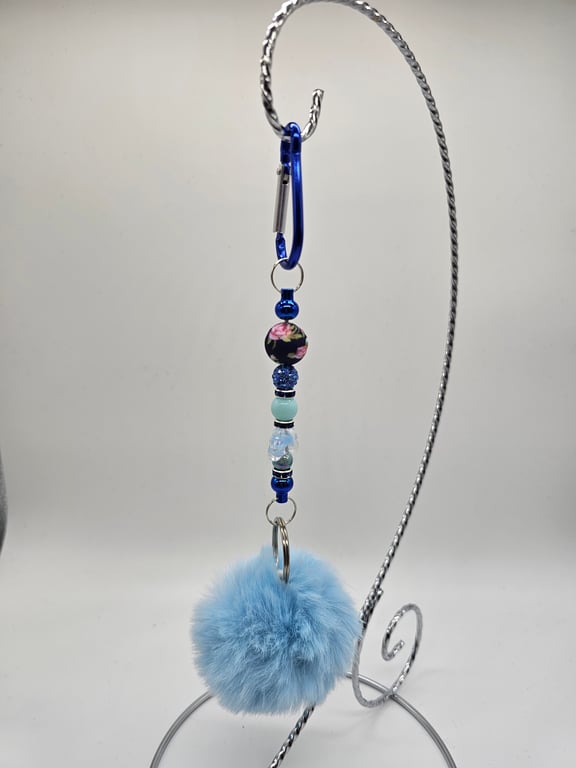 Sky Blue Pom-Pom Keychain
