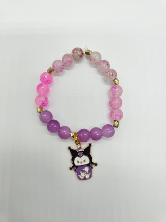 Purple and Pink Beaded Charm Bracelet — photo 2